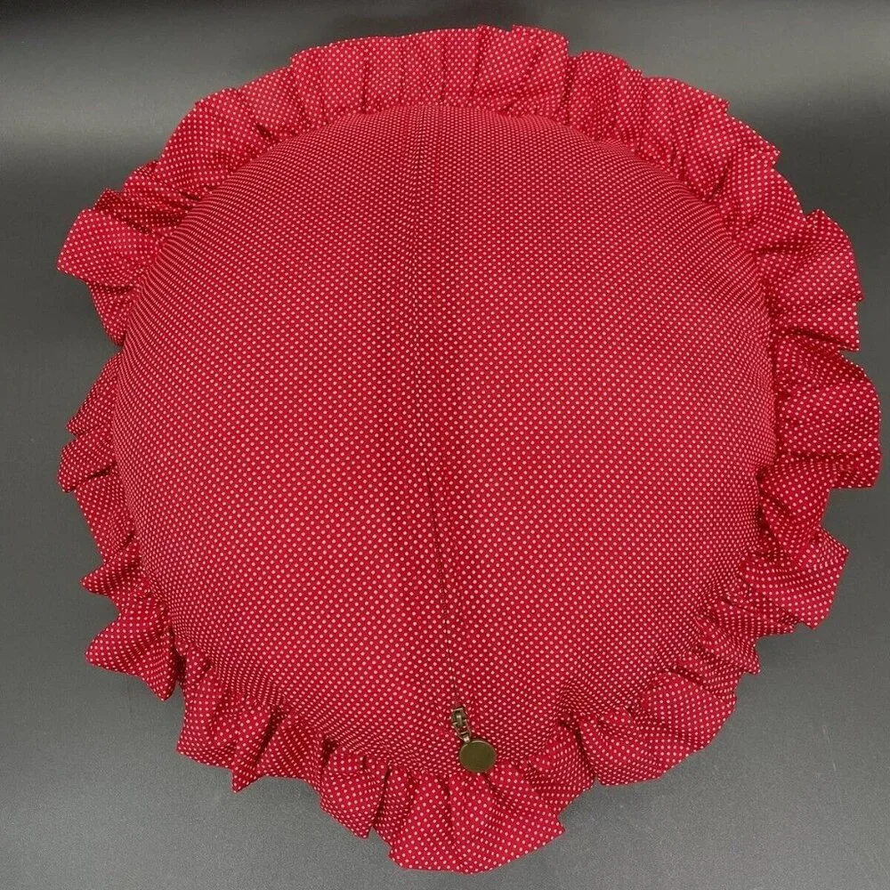 Pier 1 Throw Pillows Round Decorative Red Gold Polka Dot Pair 13 Inch Paisley